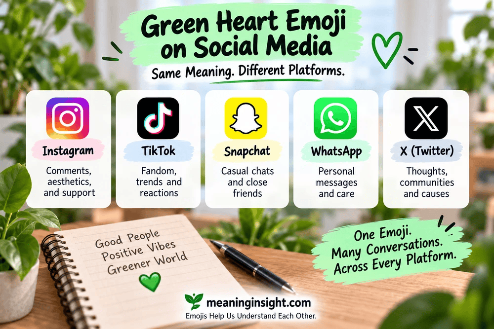Green Heart emoji meaning on Social Media